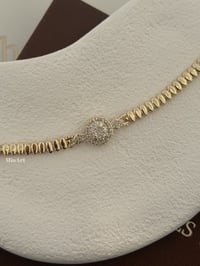 Taşlı Çiçek Gold Tasarım Çelik Bileklik