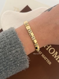Taşlı Gold Çelik Bileklik