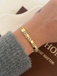 Taşlı Gold Çelik Bileklik