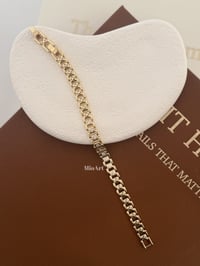 Taşlı Gold Tasarım Çelik Bileklik