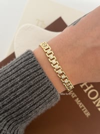 Taşlı Gold Tasarım Çelik Bileklik