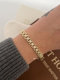 Taşlı Gold Tasarım Çelik Bileklik