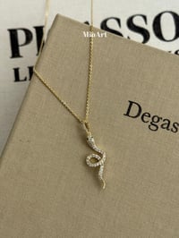 Taşlı Gold Yılan Kolye