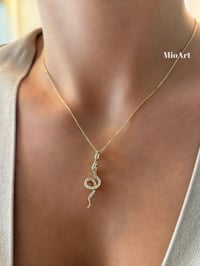 Taşlı Gold Yılan Kolye