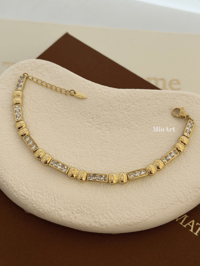 Taşlı Gold Zincir Bileklik