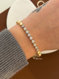 Taşlı Zincir Gold Bileklik