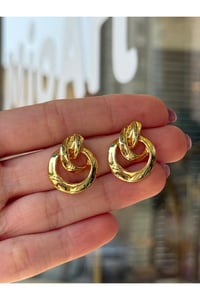 Trend Kadın Lüks Gold Renk Iç Içe Daire Küpe (Küçük Model)