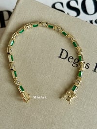 Yeşil Taşlı Gold Bileklik