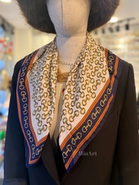 Zincir Desen Saten İthal Çift Taraflı Bandana Fular 