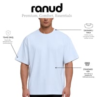 RANUD Erkek Oversize Tişört - %100 Pamuk, OEKO-TEX Sertifikalı