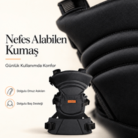 Molmini Plus Bel Destekli Ergonomik Bebek Kangurusu – 2–24 Ay Siyah