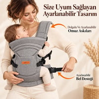 Molmini Plus Bel Destekli Ergonomik Bebek Kangurusu – 2–24 Ay Gri