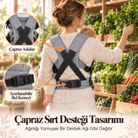 Molmini Plus Bel Destekli Ergonomik Bebek Kangurusu – 2–24 Ay Gri
