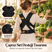 Molmini Plus Bel Destekli Ergonomik Bebek Kangurusu – 2–24 Ay Siyah