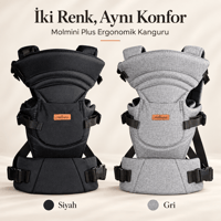 Molmini Plus Bel Destekli Ergonomik Bebek Kangurusu – 2–24 Ay Gri