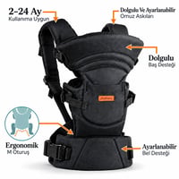 Molmini Plus Bel Destekli Ergonomik Bebek Kangurusu – 2–24 Ay Siyah