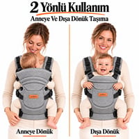 Molmini Plus Bel Destekli Ergonomik Bebek Kangurusu – 2–24 Ay Gri