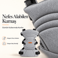 Molmini Plus Bel Destekli Ergonomik Bebek Kangurusu – 2–24 Ay Gri
