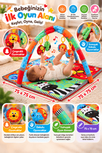 Oyuncaklı Oyun Minderi Bebek Oyun Halısı Oyuncak 75x75