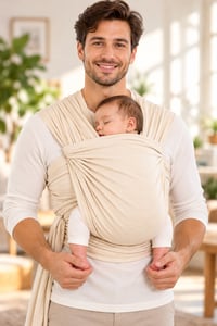 SOFT PENYE SLİNG BEBEK TAŞIMA ŞALI KANGURU (organik krem )