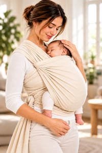 SOFT PENYE SLİNG BEBEK TAŞIMA ŞALI KANGURU (organik krem )