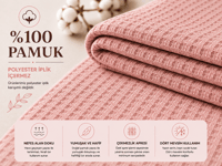 %100 Pamuk Petek Pike Çift Kişilik 200x230 cm – Nefes Alan Yumuşak Dokulu Dört Mevsim Pike - Pudra