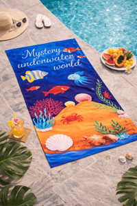 Deniz Altı Dünyası Desenli Premium Plaj Havlusu Premium Havlu 75x150 cm