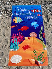 Deniz Altı Dünyası Desenli Premium Plaj Havlusu Premium Havlu 75x150 cm