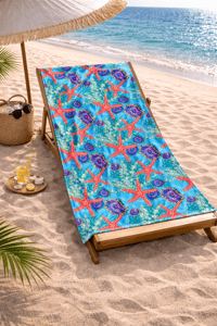 Deniz Yıldızı Desenli Premium Baskılı Plaj Havlusu – Hızlı Kuruyan Mercan Temalı Deniz Havlusu 75x150 cm
