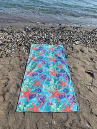 Deniz Yıldızı Desenli Premium Baskılı Plaj Havlusu – Hızlı Kuruyan Mercan Temalı Deniz Havlusu 75x150 cm