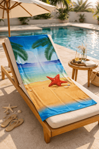 Deniz Yıldızı Desenli Premium Baskılı Plaj Havlusu – Tropikal Sahil Temalı Yazlık Deniz Havlusu 75x150 cm