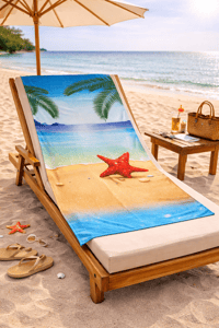 Deniz Yıldızı Desenli Premium Baskılı Plaj Havlusu – Tropikal Sahil Temalı Yazlık Deniz Havlusu 75x150 cm