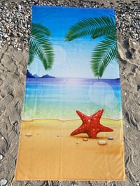 Deniz Yıldızı Desenli Premium Baskılı Plaj Havlusu – Tropikal Sahil Temalı Yazlık Deniz Havlusu 75x150 cm