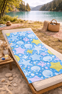 Deniz Yıldızı Desenli Premium Plaj Havlusu 75x150 cm – Hızlı Kuruyan Yumuşak Yazlık Havlu