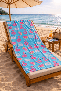 Flamingo Desenli Premium Baskılı Plaj Havlusu Pembe Yazlık Deniz Havlusu 75x150 cm