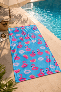 Flamingo Desenli Premium Baskılı Plaj Havlusu Pembe Yazlık Deniz Havlusu 75x150 cm