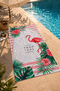 Flamingo Desenli Tropikal Premium Plaj Havlusu 75x150 cm – Yazlık Hızlı Kuruyan Deniz Havlusu