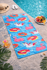 Flamingo Unicorn Desenli Premium Baskılı Plaj Havlusu – Renkli Yazlık Deniz Havlusu 75x150 cm