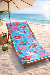 Flamingo Unicorn Desenli Premium Baskılı Plaj Havlusu – Renkli Yazlık Deniz Havlusu 75x150 cm
