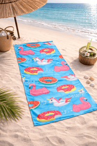 Flamingo Unicorn Desenli Premium Baskılı Plaj Havlusu – Renkli Yazlık Deniz Havlusu 75x150 cm
