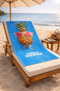 Gözlüklü Ananas Desenli Premium Baskılı Plaj Havlusu – Sweet Summer Yazlık Deniz Havlusu 75x150 cm