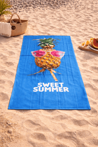 Gözlüklü Ananas Desenli Premium Baskılı Plaj Havlusu – Sweet Summer Yazlık Deniz Havlusu 75x150 cm