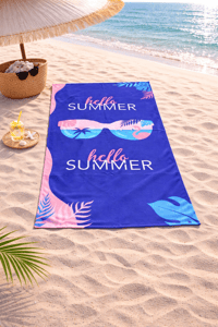 Güneş Gözlüklü Flamingo Desenli Premium Baskılı Plaj Havlusu – Hızlı Kuruyan Yazlık Deniz Havlusu 75x150 cm
