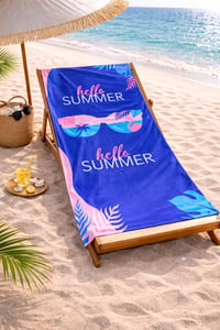 Güneş Gözlüklü Flamingo Desenli Premium Baskılı Plaj Havlusu – Hızlı Kuruyan Yazlık Deniz Havlusu 75x150 cm