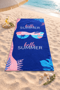 Güneş Gözlüklü Flamingo Desenli Premium Baskılı Plaj Havlusu – Hızlı Kuruyan Yazlık Deniz Havlusu 75x150 cm