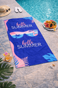 Güneş Gözlüklü Flamingo Desenli Premium Baskılı Plaj Havlusu – Hızlı Kuruyan Yazlık Deniz Havlusu 75x150 cm