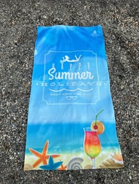 Happy Summer Holiday Yazılı Premium Plaj Havlusu – Deniz Kabuklu Yazlık Deniz Havlusu 75x150 cm Hızlı Kuruyan