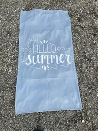 Hello Summer Yazılı Premium Baskılı Plaj Havlusu Açık Mavi Yazlık Deniz Havlusu 75x150 cm