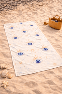 Nazar Boncuğu Desenli Premium Baskılı Plaj Havlusu 75x150 cm