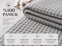 Petek Pike %100 Pamuk Tek Kişilik 160x230 cm – Yumuşak, Nefes Alan, Dört Mevsim Kullanım - Gri